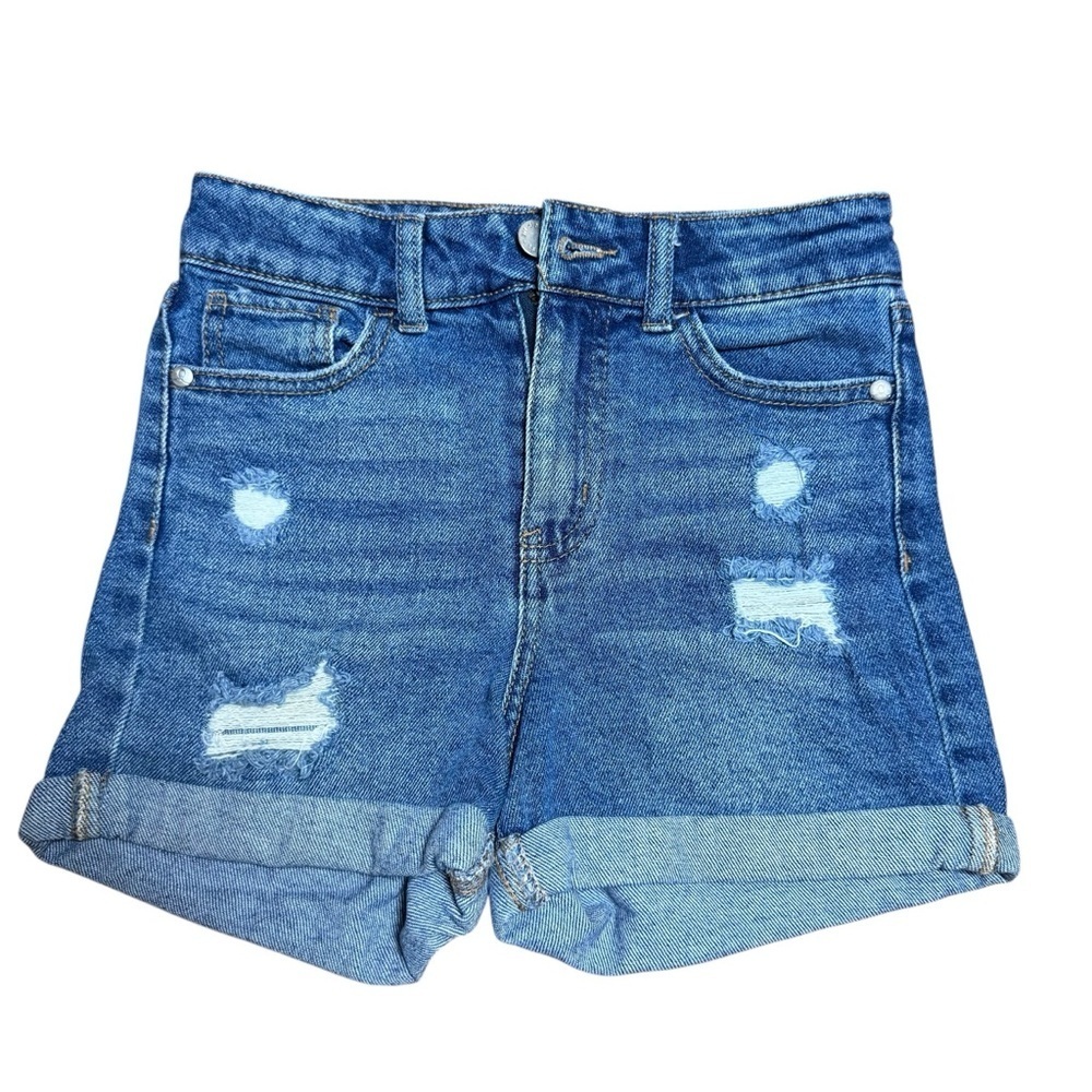 Art Class Girls Denim Shorts Size M 7/8 Distressed Cuffed Stretch